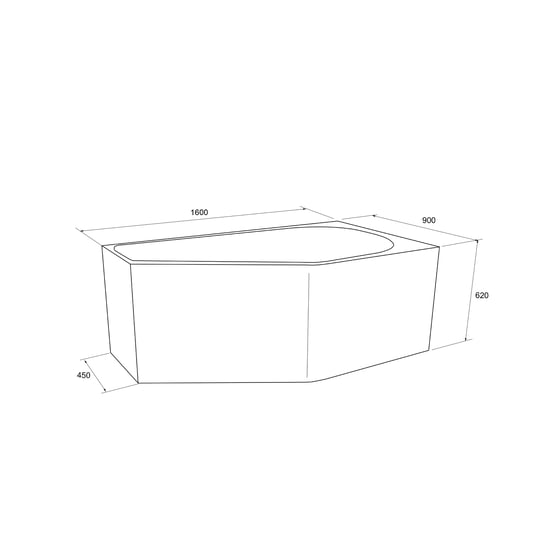 Luca Varess Pico eenpersoons hoekbad rechts 160 x 90 cm acryl Hoogglans Wit