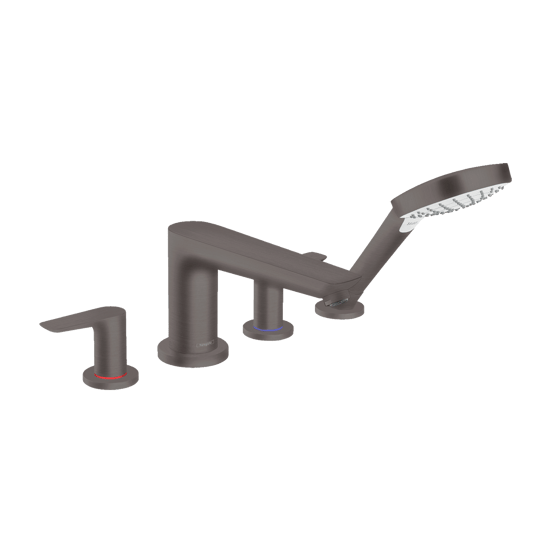 Hansgrohe Talis E 4-Loch Badewannenrandarmatur: Brushed Black Chrome, inkl. Handbrauseset