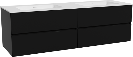 Storke Edge zwevend badmeubel 170 x 52 cm mat zwart met Mata dubbele wastafel in solid surface mat wit