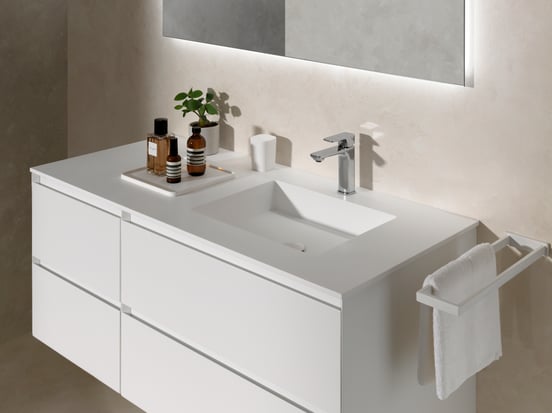 Balmani Testa plateau à cosmétiques blanc Solid Surface 25 x 25 cm