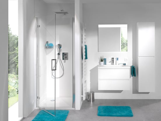 Luca Varess Nona Duschtür: Drehtür, 85 x 200 cm, Klarglas, Chrom Profil, glänzend