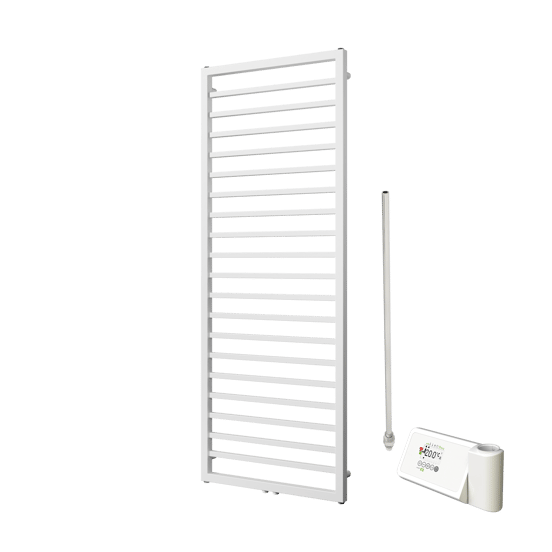 Vipera Listona Einzel Handtuchheizkörper 180 x 60 cm Elektrische Heizung weiß matt Seiten- und Mittelanschluss 800W, inkl. Widerstand