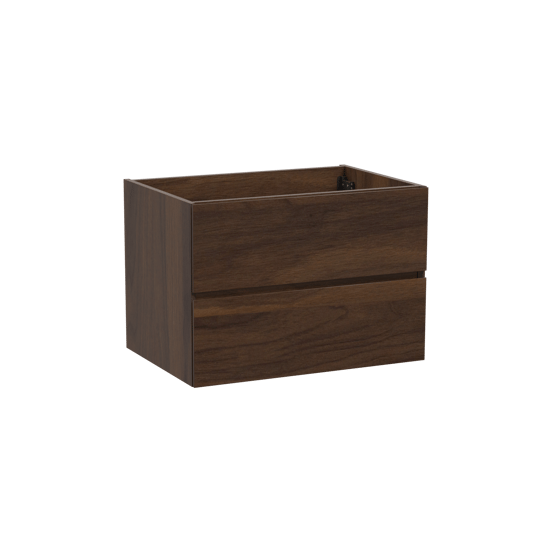 Storke Edge zwevende wastafelonderkast 75 x 52 cm notelaar 2 lades