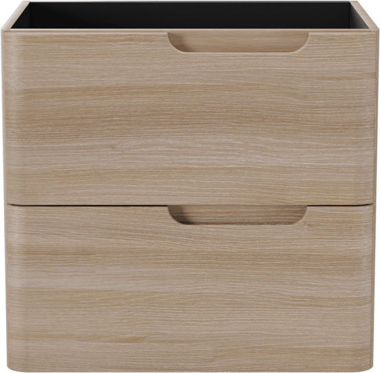 Linie Curvo zwevende wastafelonderkast 60 x 46 cm licht eiken 2 lades