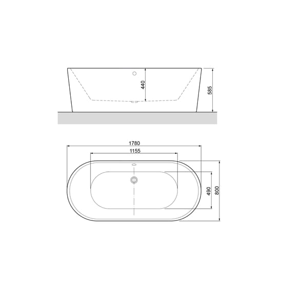 Linie Paulo baignoire îlot ovale 177,5 x 80 cm acrylique blanc mat