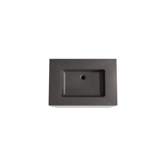 Storke Edge freistehendes Möbelstück Set: 75 x 52 cm, Weiß matt, mit Scuro High Einzelwaschtisch, Quarz Schwarz matt