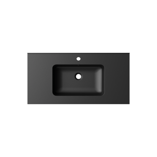 Linie Vano plan simple marbre composite Noir Mat 90 x 46 cm