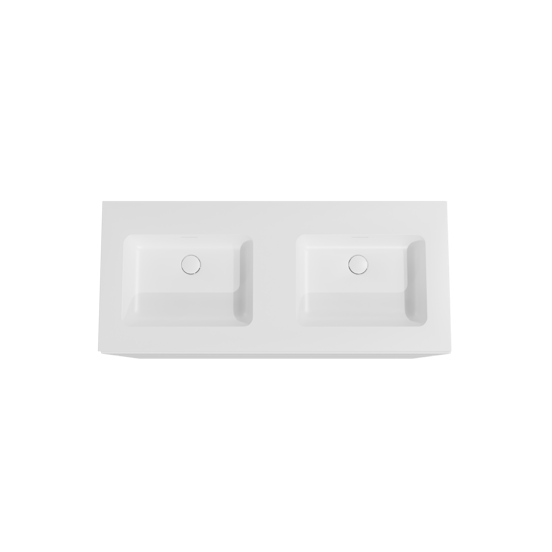 Storke Edge meuble salle de bains à poser 120 x 52 cm blanc mat avec Mata double vasque en solid surface blanc mat