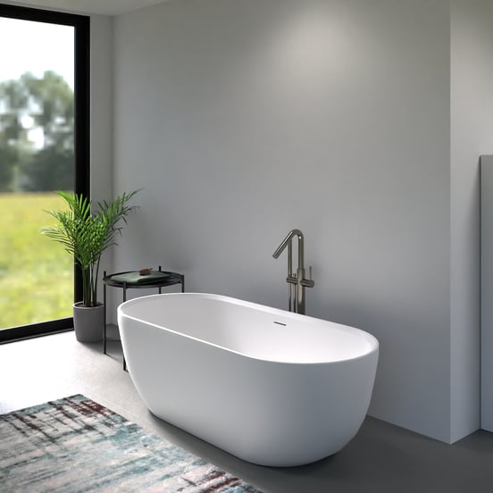 Blaufoss Round Move robinet de bain îlot avec douchette Brushed CoolMetal