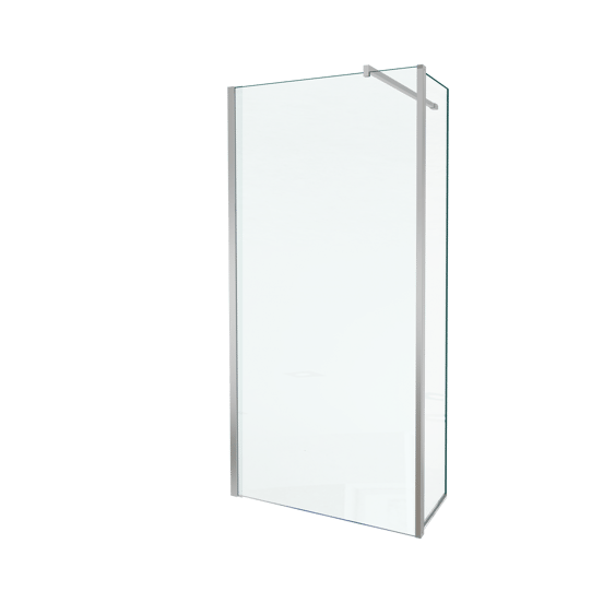 Balmani Move douche à l'italienne avec panneau latéral pivotant 100 x 200 cm verre transparent profil chrome brillant