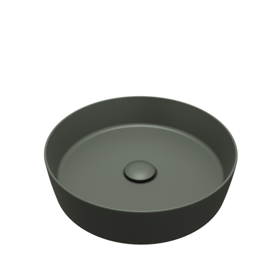Balmani Fiyi Aufsatzwaschbecken: Matt Forest Solid Surface, rund, Ø 39 cm