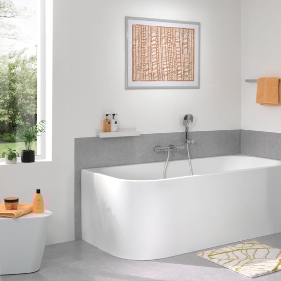 Luca Varess Mezzo baignoire d'angle droite duo 180 x 80 cm acrylique blanc mat