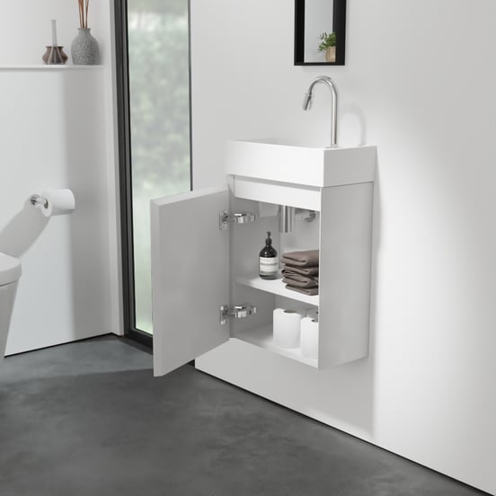 Balmani Mitra meuble wc suspendu 42 x 21 cm blanc mat avec Dama lavabo en Solid Surface mat