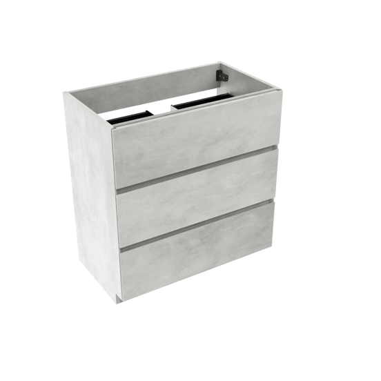 Storke Edge stehender Bad-Unterschrank, 80 x 46 cm, Beton silbergrau, 3 Schubladen