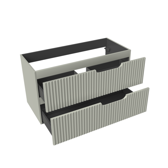 Linie Ribbo zwevende wastafelonderkast 100 x 46 cm greige 2 lades