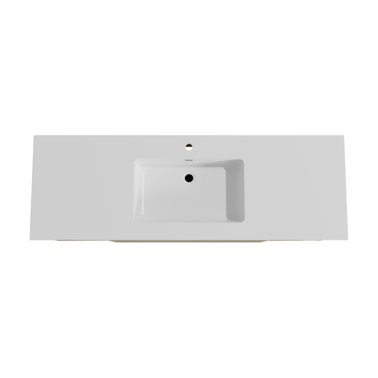 Storke Edge meuble salle de bains suspendu 155 x 52 cm chêne brut avec Diva plan simple en marbre composite blanc brillant