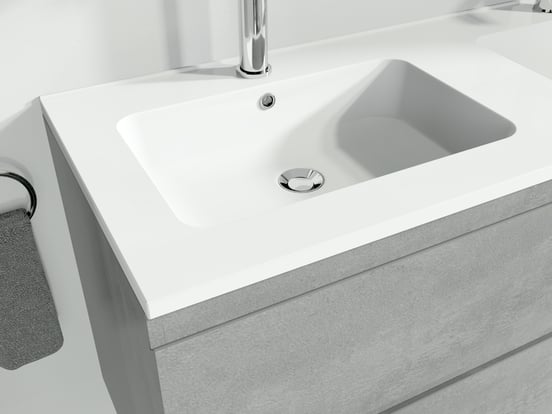 Linie Vano dubbele wastafel glanzend composiet marmer 120 x 46 cm