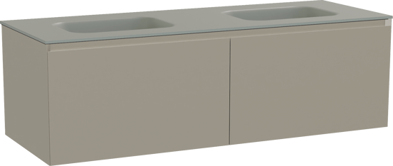 Balmani Idra zwevend badmeubel 150 x 55 cm steengrijs met Tablo Arcato dubbele wastafel in solid surface steengrijs