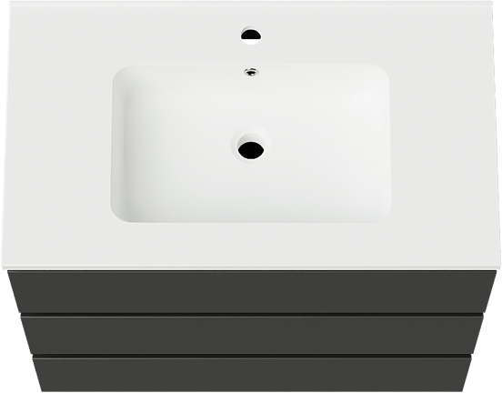 Linie Lado staand badmeubel 80 x 46 cm mat zwart met Vano enkele wastafel in composietmarmer mat wit