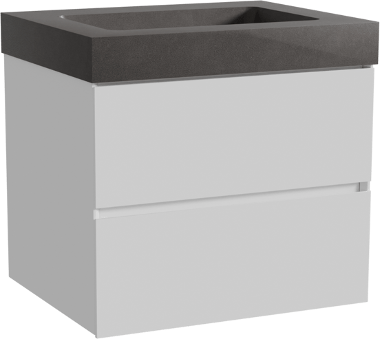 Storke Edge zwevend badmeubel 65 x 52 cm hoogglans wit met Scuro High enkele wastafel in kwarts mat zwart