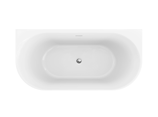 Luca Varess Otello halb freistehende Badewanne: 170 x 80 cm, Acryl, Weiß Glänzend