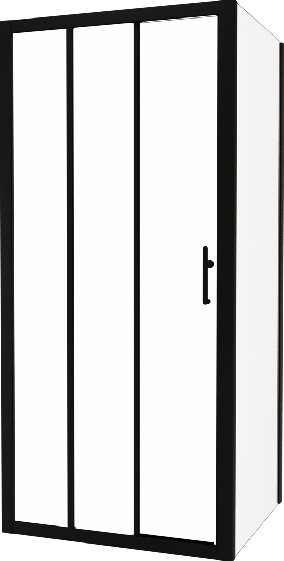 Linie Cadiz paroi de douche avec porte coulissante en trois parties et paroi latérale fixe, 100 x 80 cm, verre transparent, profil noir