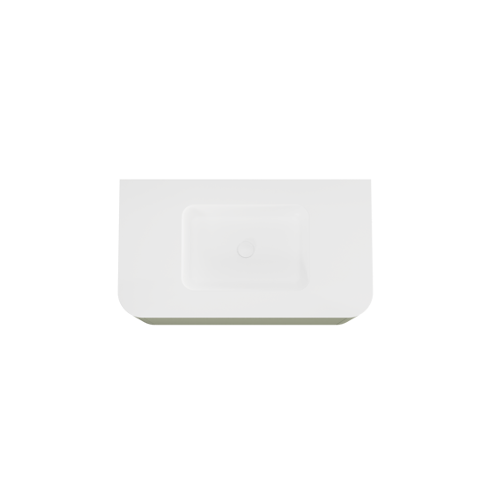 Balmani Moon zwevend badmeubel 100 x 55 cm saliegroen met Moon enkele wastafel in solid surface mat wit