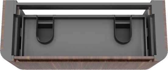 Storke Soft zwevende wastafelonderkast 120 x 46 cm Notenhout 2 lades vert. sym. Groef