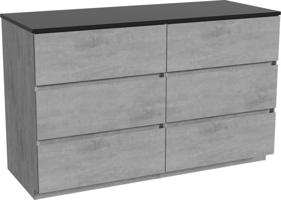 Storke Edge staand badmeubel 130 x 52 cm beton donkergrijs met Panton enkel of dubbel wastafelblad in gepoedercoate mdf mat zwart