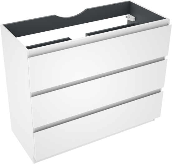 Linie Lado staande wastafelonderkast 100 x 46 cm mat wit 3 lades