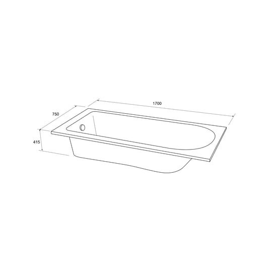 Luca Varess Rosala eenpersoons inbouwbad 170 x 75 cm acryl Glanzend Wit