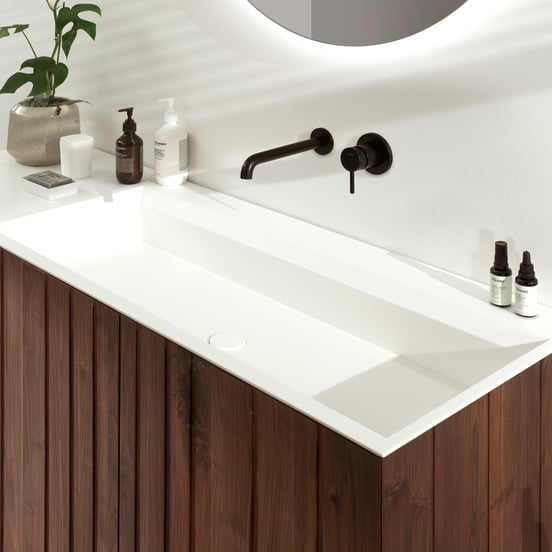 Blaufoss Round robinet de lavabo encastré noir mat incl élément intégré