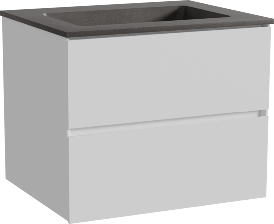 Storke Edge zwevend badmeubel 65 x 52 cm mat wit met Scuro enkele wastafel in kwarts mat zwart