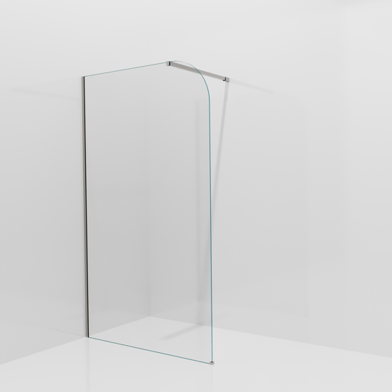 Balmani Modular inloopdouche: 120 x 200 cm, Helder glas afgerond, Brushed Inox profielen