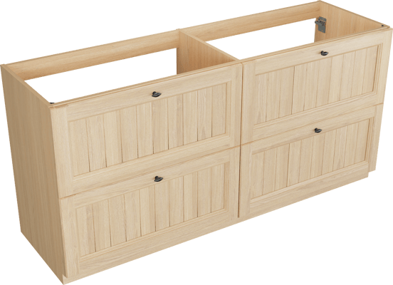 Balmani Lemon stehender Waschbeckenunterschrank: 180 x 55 cm, Naturbelassene Eiche Furnier, 4 Schubladen