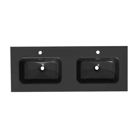 Linie Baro dubbele wastafel Mat Zwarte porselein 120 x 46 cm