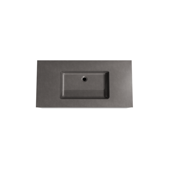 Storke Edge meuble salle de bains suspendu 105 x 52 cm béton gris foncé avec Scuro plan simple en quartz noir mat