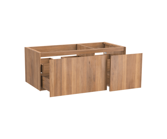 Balmani Idra hängender Waschbeckenunterschrank: 120 x 55 cm, asymmetrisch links, Teak, 4 Schubladen