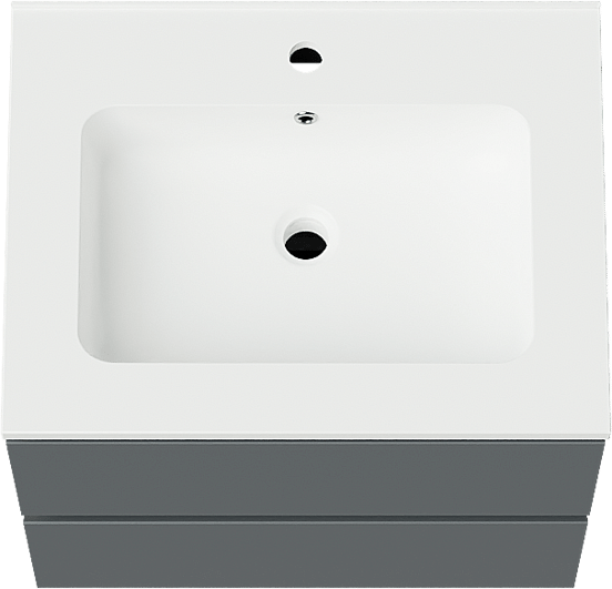 Linie Lado zwevend badmeubel 60 x 46 cm blauw antraciet met Vano enkele wastafel in composietmarmer mat wit