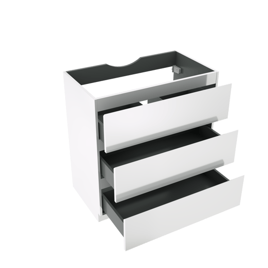 Linie Lado meuble sous-vasque a poser 80 x 46 cm Blanc Brillant 3 tiroirs