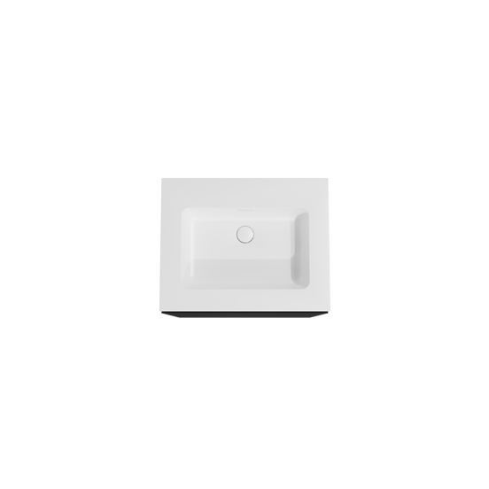 Storke Edge freistehendes Möbelstück Set: 65 x 52 cm, Schwarz matt, mit Mata Einzelwaschtisch, Solid Surface Weiß matt