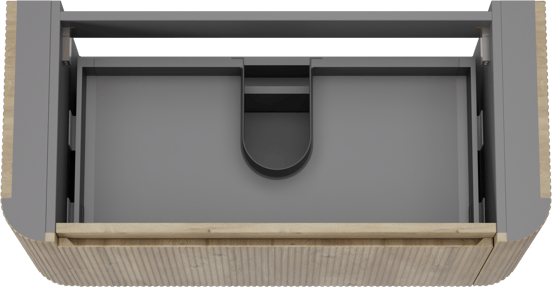 Storke Soft  hängendes möbelstück Waschtischunterschränke 100 x 46 cm Eiche rau 2 Schubladen Vert. Sym. Rippe