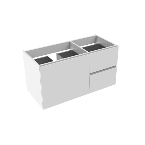 Storke Edge meuble sous-lavabo suspendu 100 x 46 cm asymétrique gauche blanc brillant 3 tiroirs