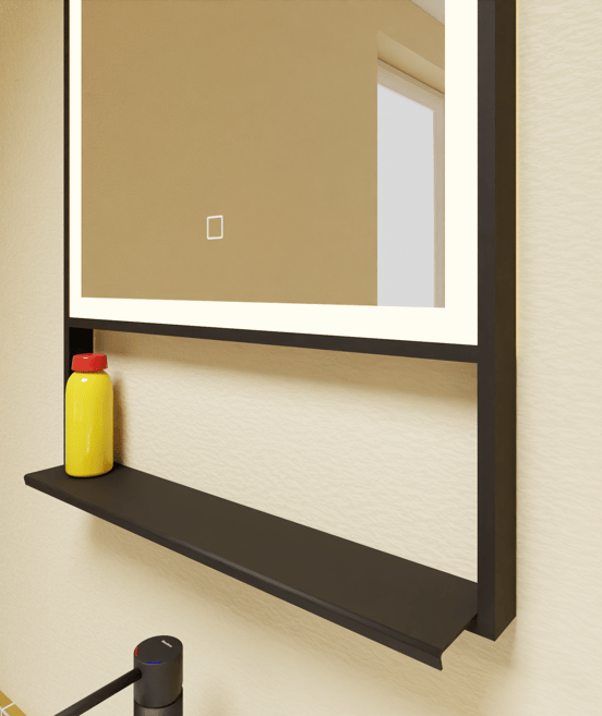 Luca Varess Bridge miroir rectangulaire noir lumineux et anti-buée 45 x 85 cm