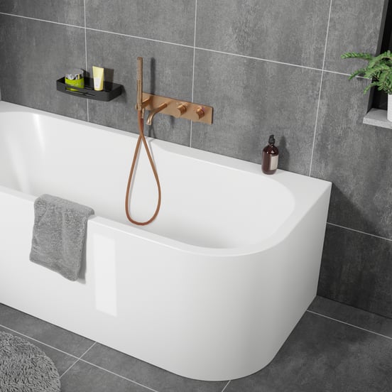 Blaufoss Round Thermostat Unterputz Badewannenarmatur: Brushed Rosegold, Einbauelement inklusive, mit Brausekopf