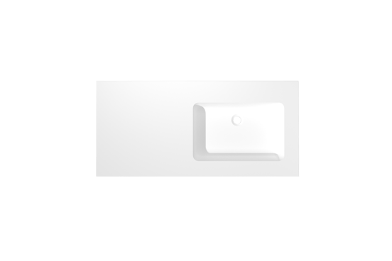 Storke Mata plan vasque asymétrique à droite mat solid surface 110 x 52 cm combinaison armoire 45 cm