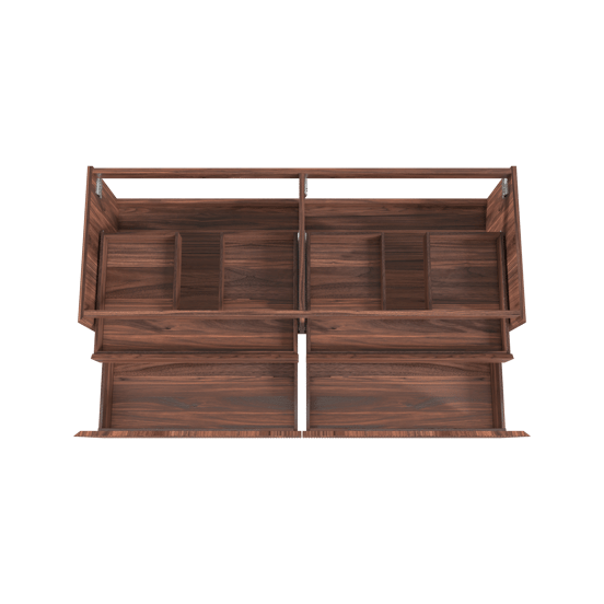 Balmani Fila hängender Waschbeckenunterschrank: 150 x 55 cm, Nussbaum, Furnierholz, 4 Schubladen