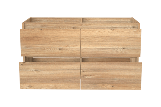 Storke Seda hängender Waschbeckenunterschrank: 120 x 52 cm, Eiche rustikal, 4 Schubladen