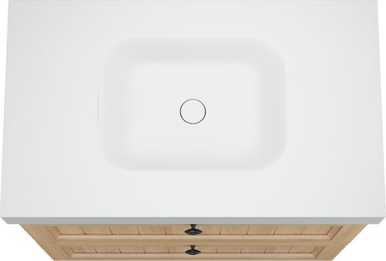 Balmani Lemon freistehendes Möbelstück Set: 90 x 55 cm, Naturbelassene Eiche Furnier, mit Arcato Einzelwaschtisch, Weiß matt