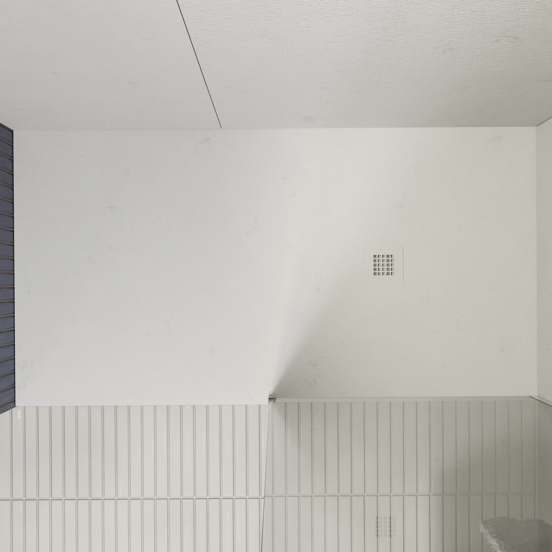 Luca Varess Classy receveur de douche 170 x 90 cm marbre composite blanc mat structure rock